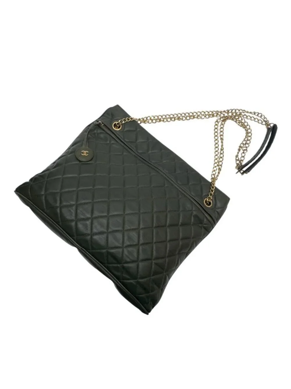 Chanel Quilted Lambskin Chain Shoulder Tote Bag